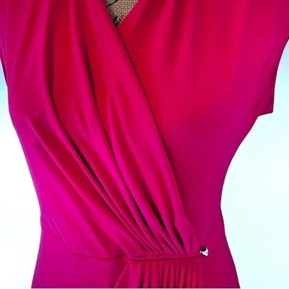Michael Kors Red Dress faux wrap V-neck dress Sz S/M - Picture 5 of 13
